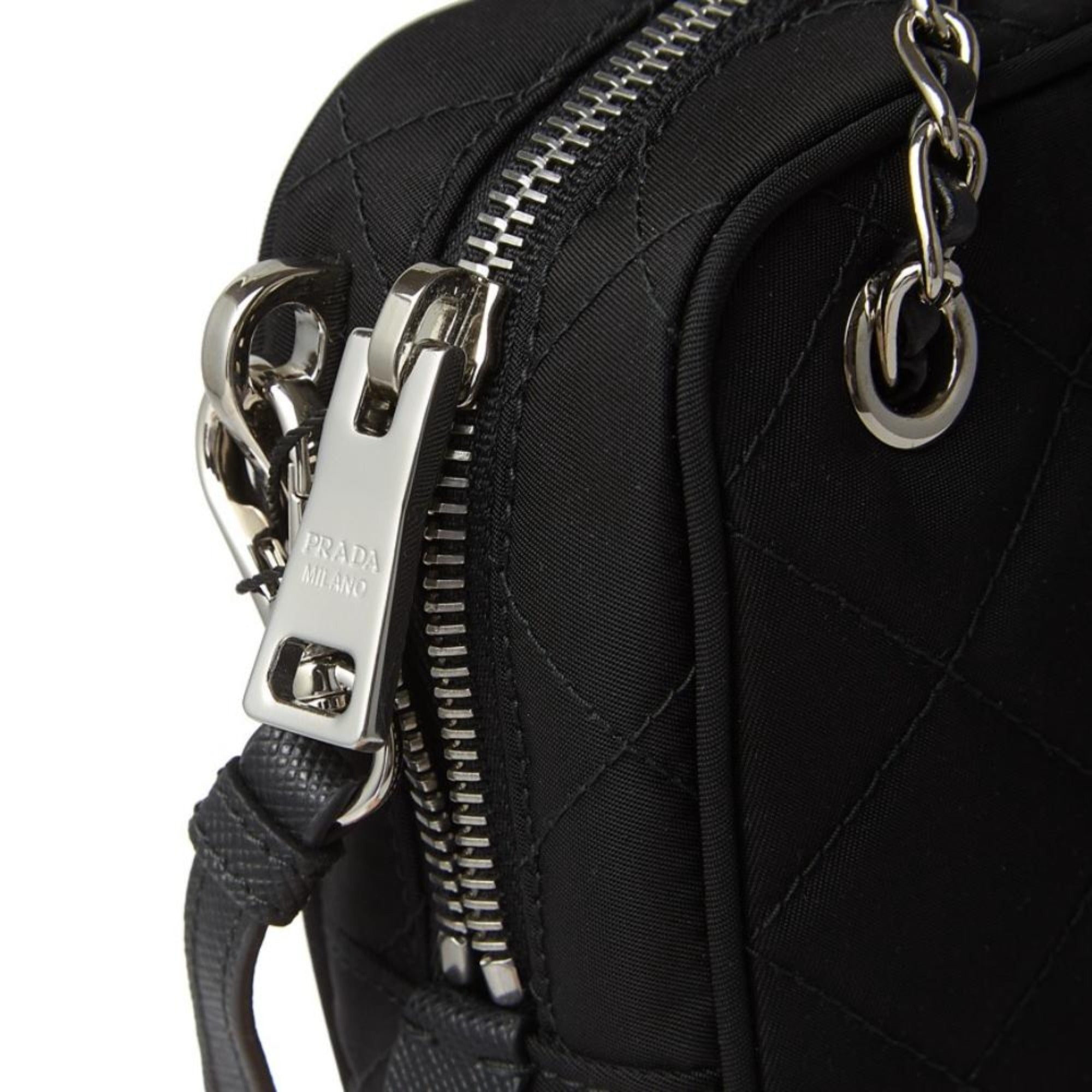 Prada Re-Edition Nylon Quilted Black Triangle Logo Crossbody Bag