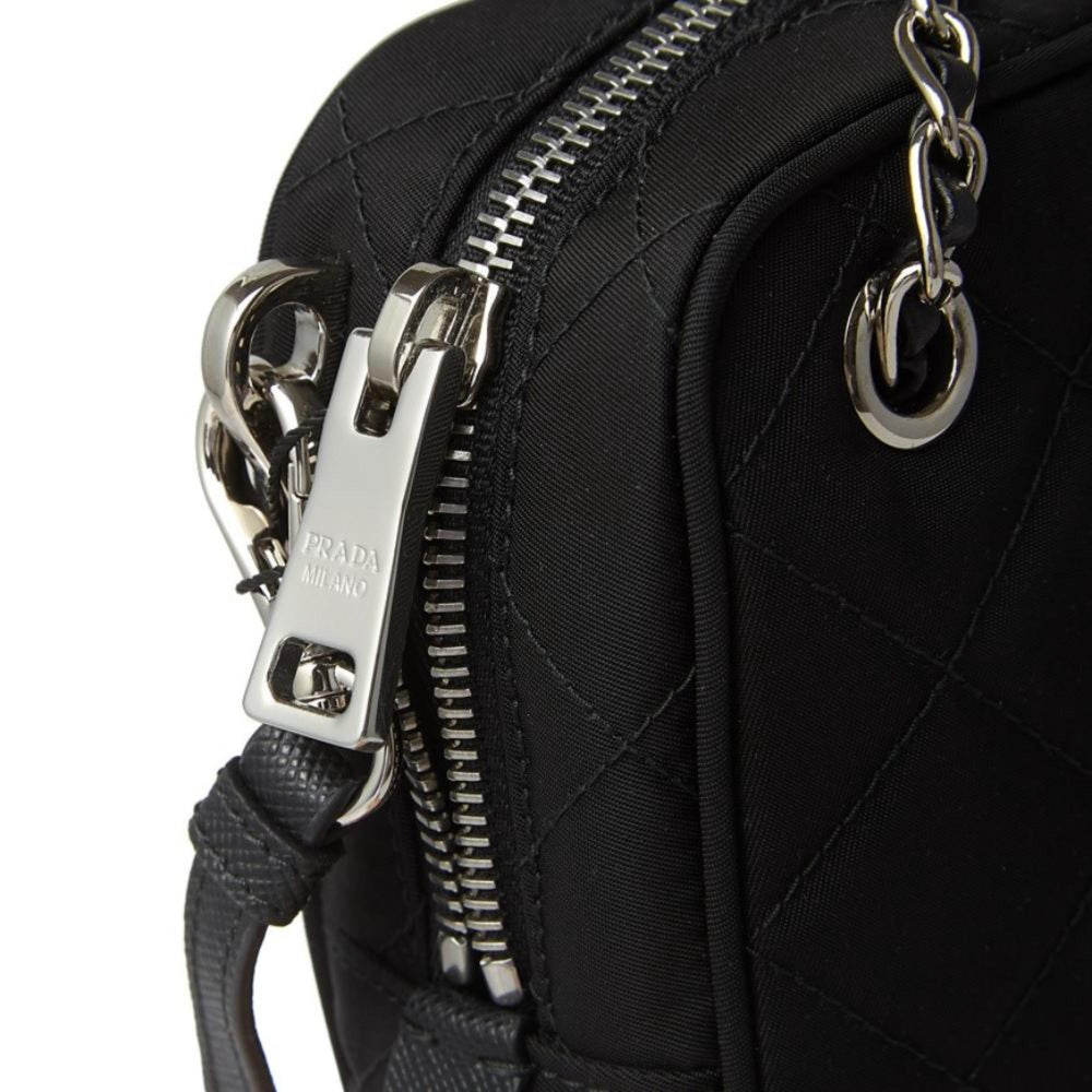Prada Re-Edition Nylon Quilted Black Triangle Logo Crossbody Bag