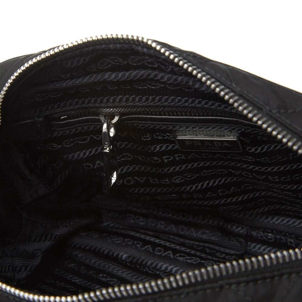 Prada Re-Edition Nylon Quilted Black Triangle Logo Crossbody Bag