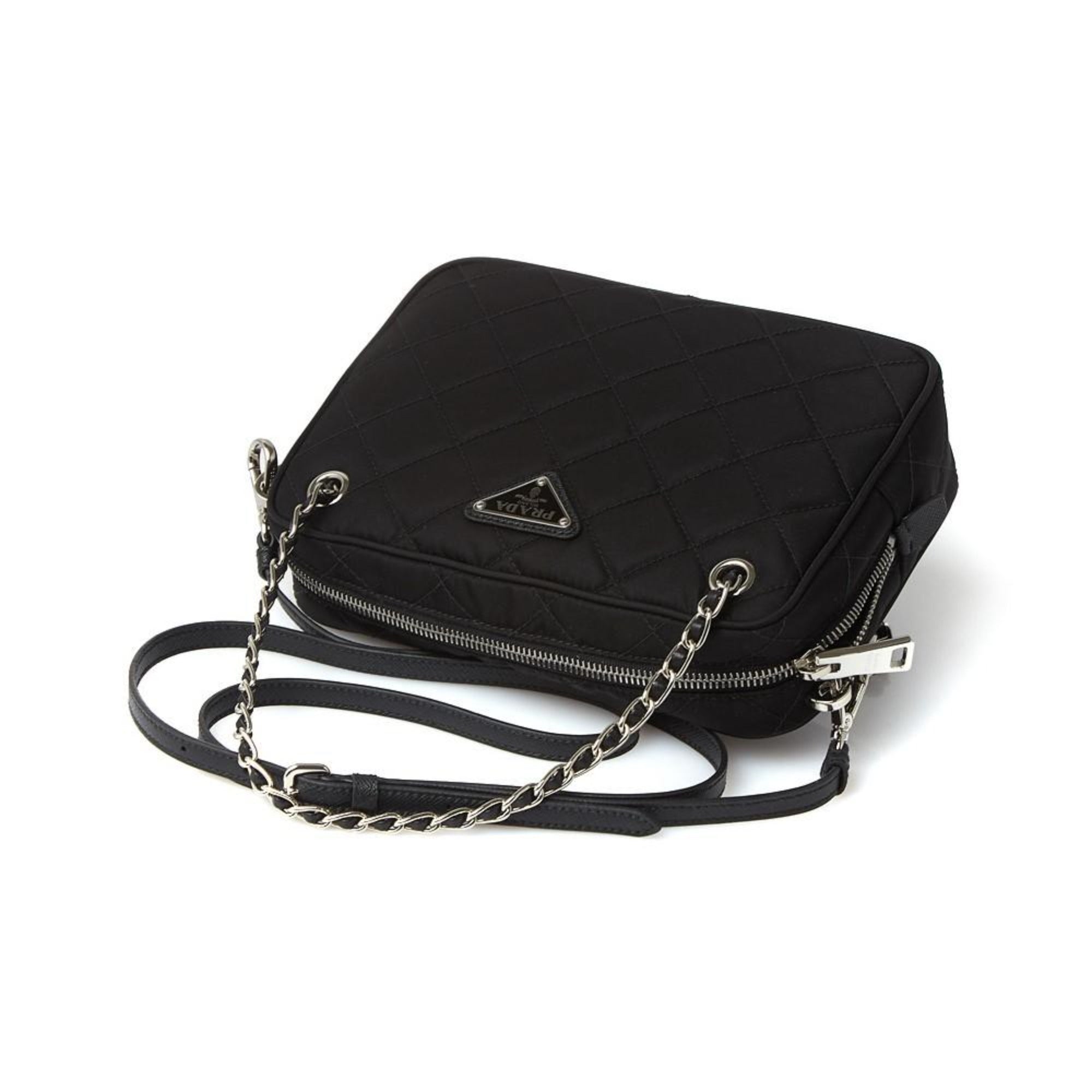 Prada Re-Edition Nylon Quilted Black Triangle Logo Crossbody Bag