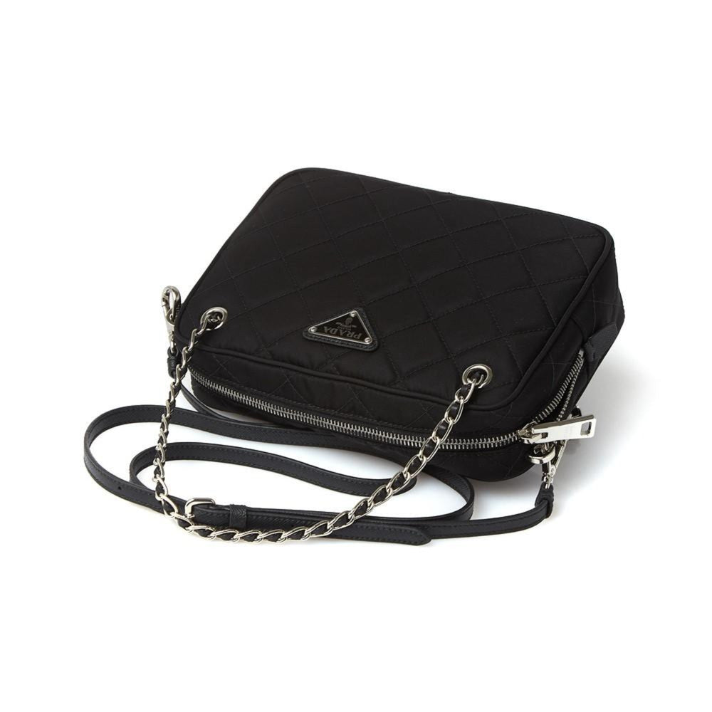 Prada Re-Edition Nylon Quilted Black Triangle Logo Crossbody Bag