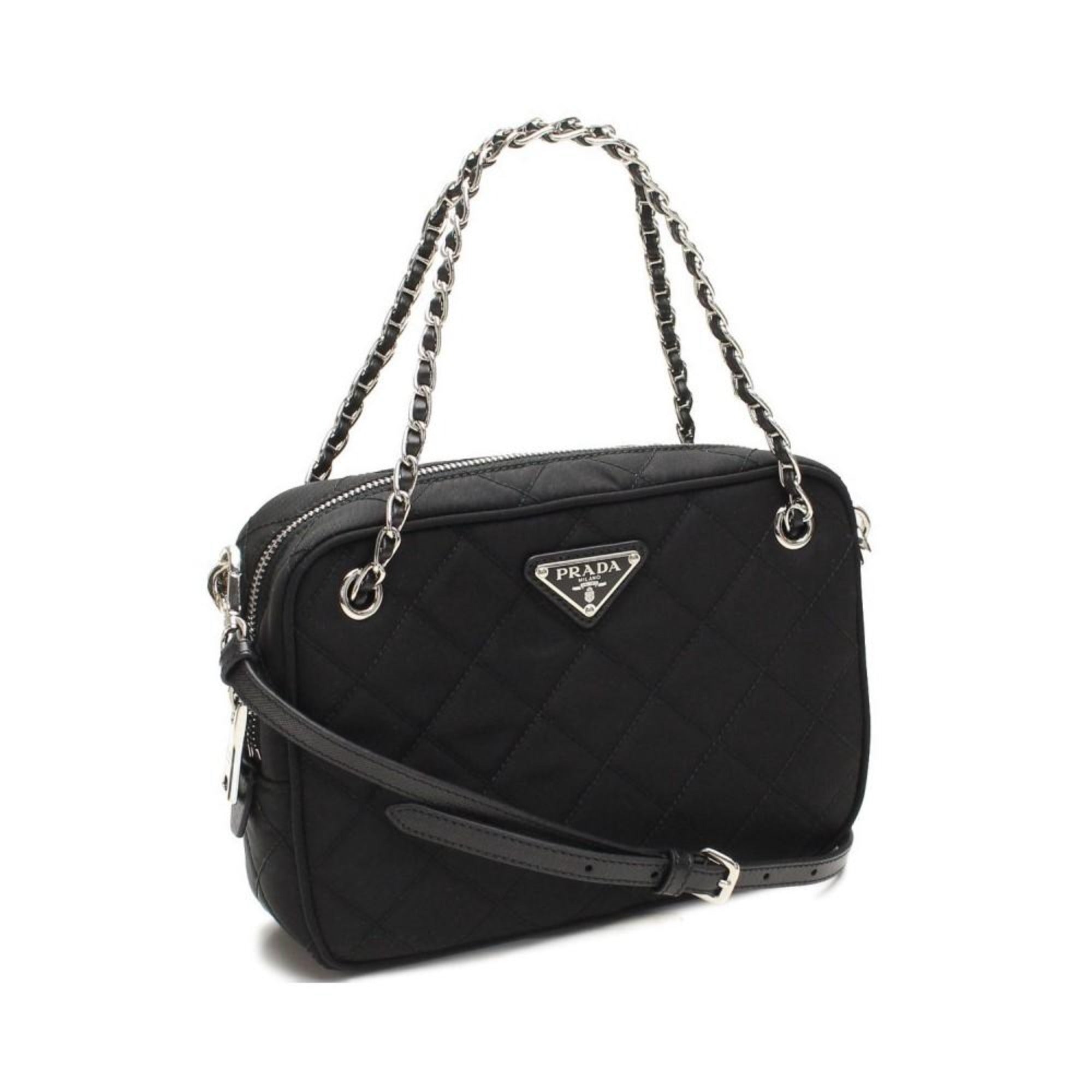 Prada Re-Edition Nylon Quilted Black Triangle Logo Crossbody Bag