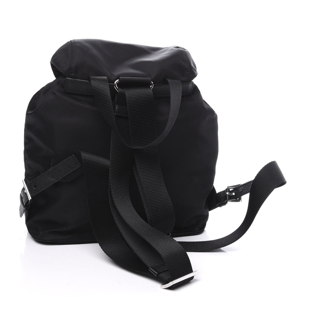 Prada Re-Nylon and Saffiano Leather Trim Medium Drawstring Rucksack Backpack in Black