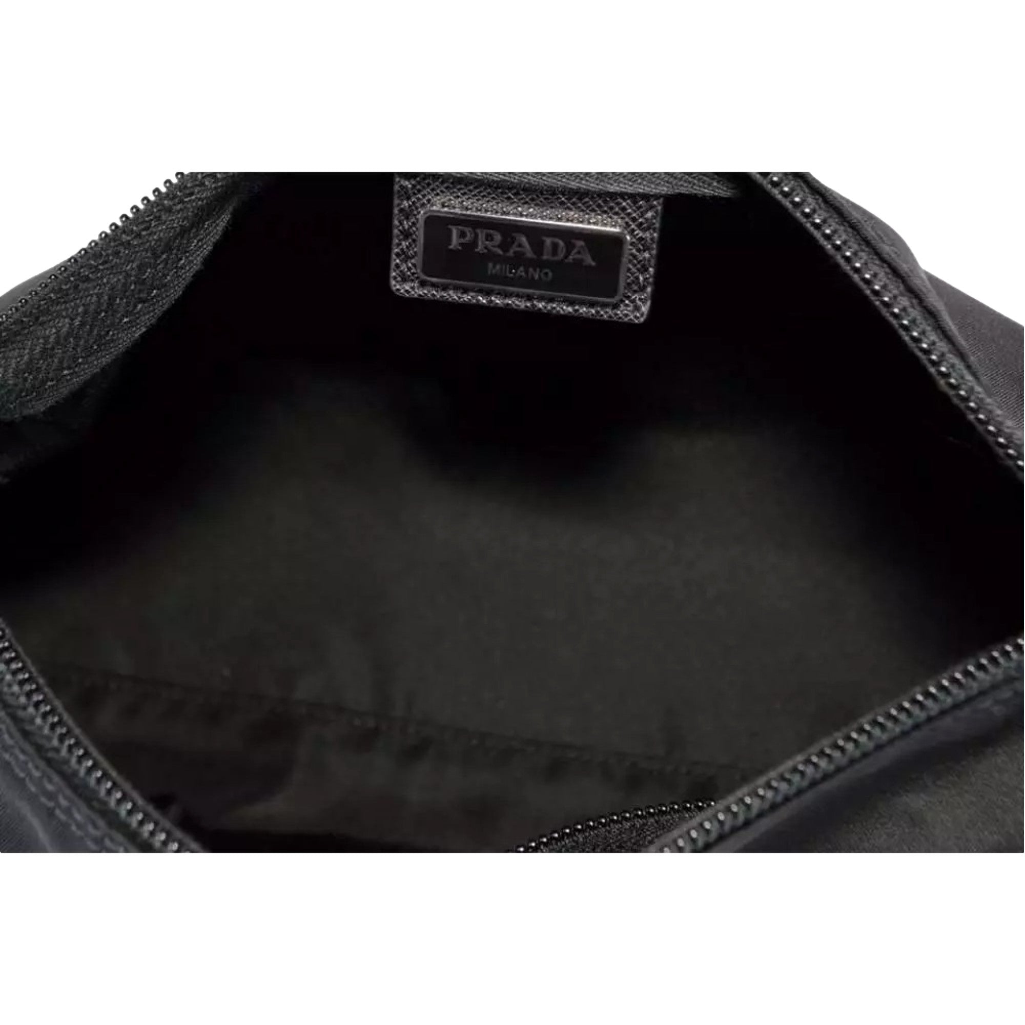 Prada Re-Nylon Necessaire Large Pouch Clutch in Black Nylon with Silver Hardware