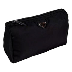 Prada Re-Nylon Necessaire Large Pouch Clutch in Black Nylon with Silver Hardware