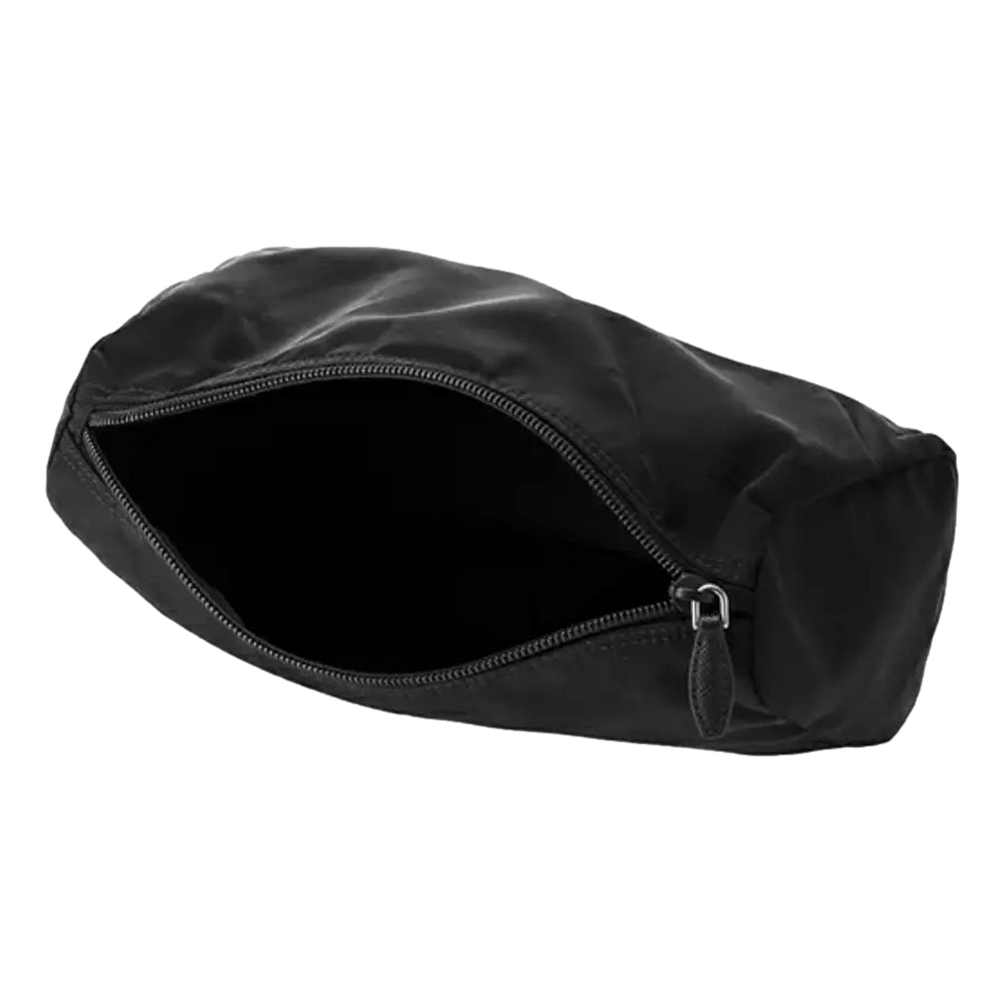 Prada Re-Nylon Necessaire Large Pouch Clutch in Black Nylon with Silver Hardware