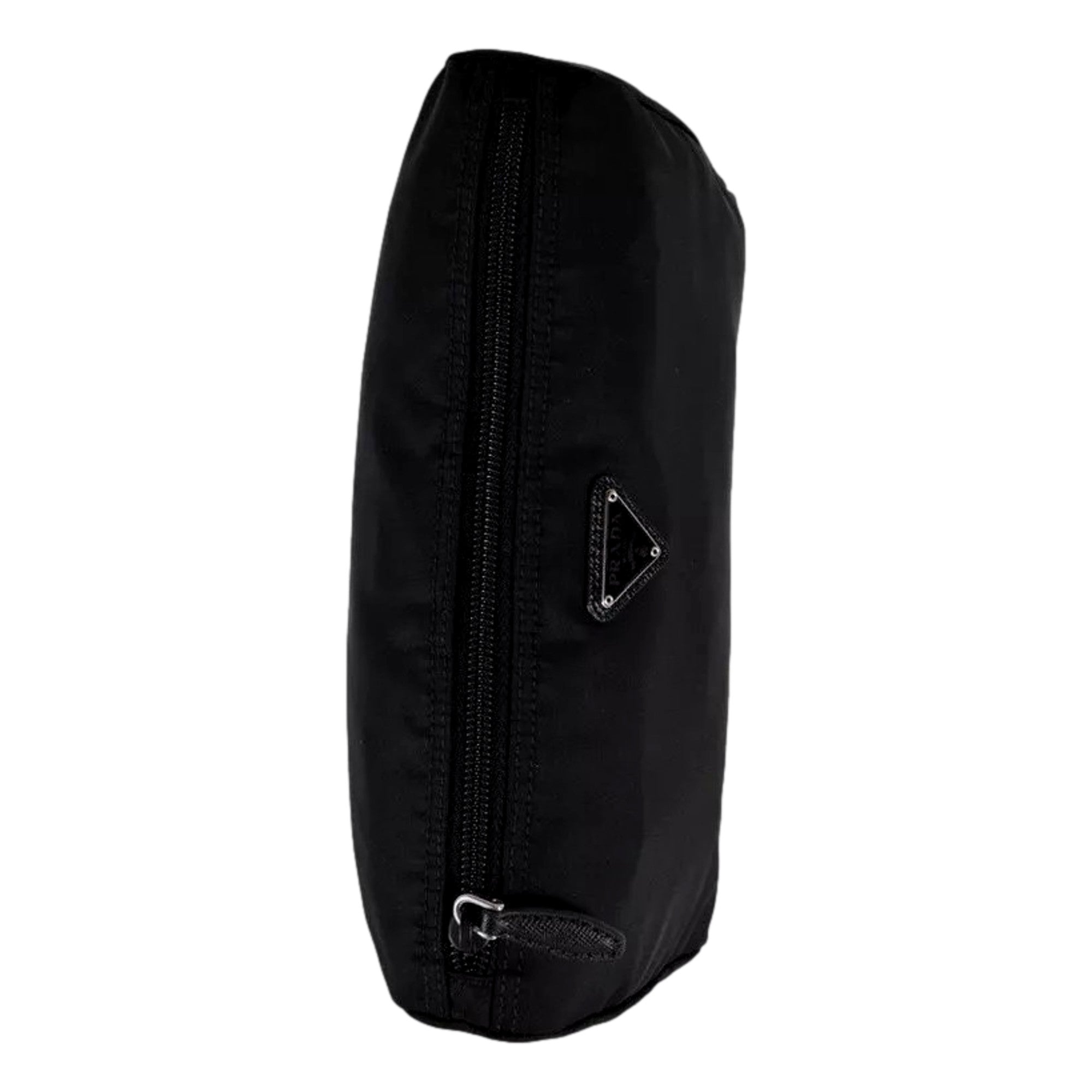 Prada Re-Nylon Necessaire Large Pouch Clutch in Black Nylon with Silver Hardware