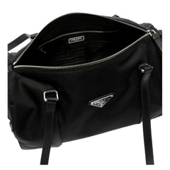 Prada Small Re-Nylon and Saffiano Leather Duffel Bag Black