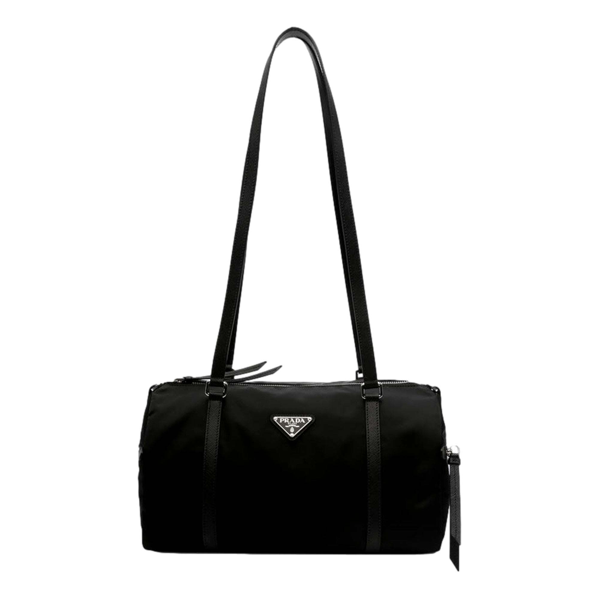 Prada Small Re-Nylon and Saffiano Leather Duffel Bag Black