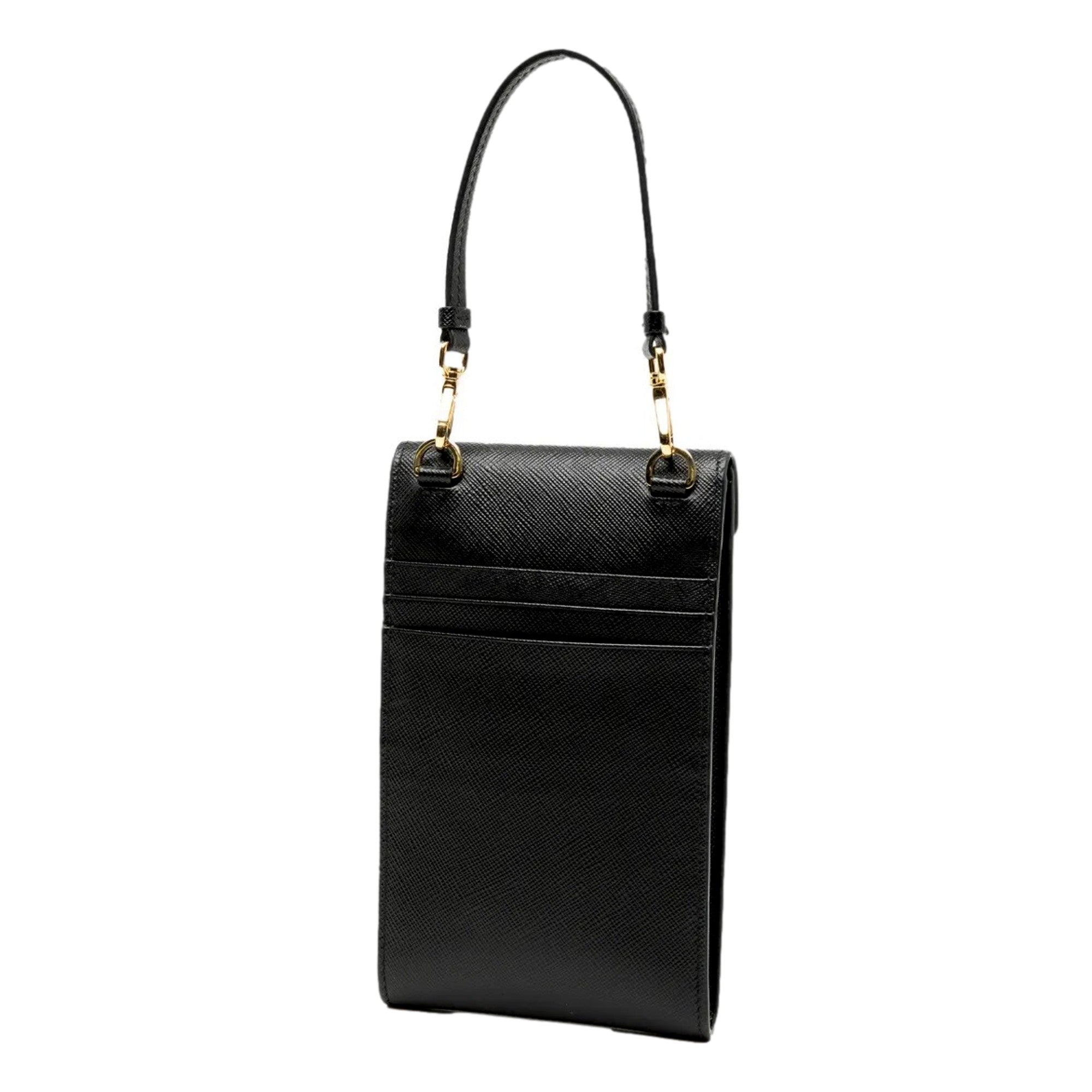 Prada Saffiano Lux Black Top Handle Chain Strap Mini Bag
