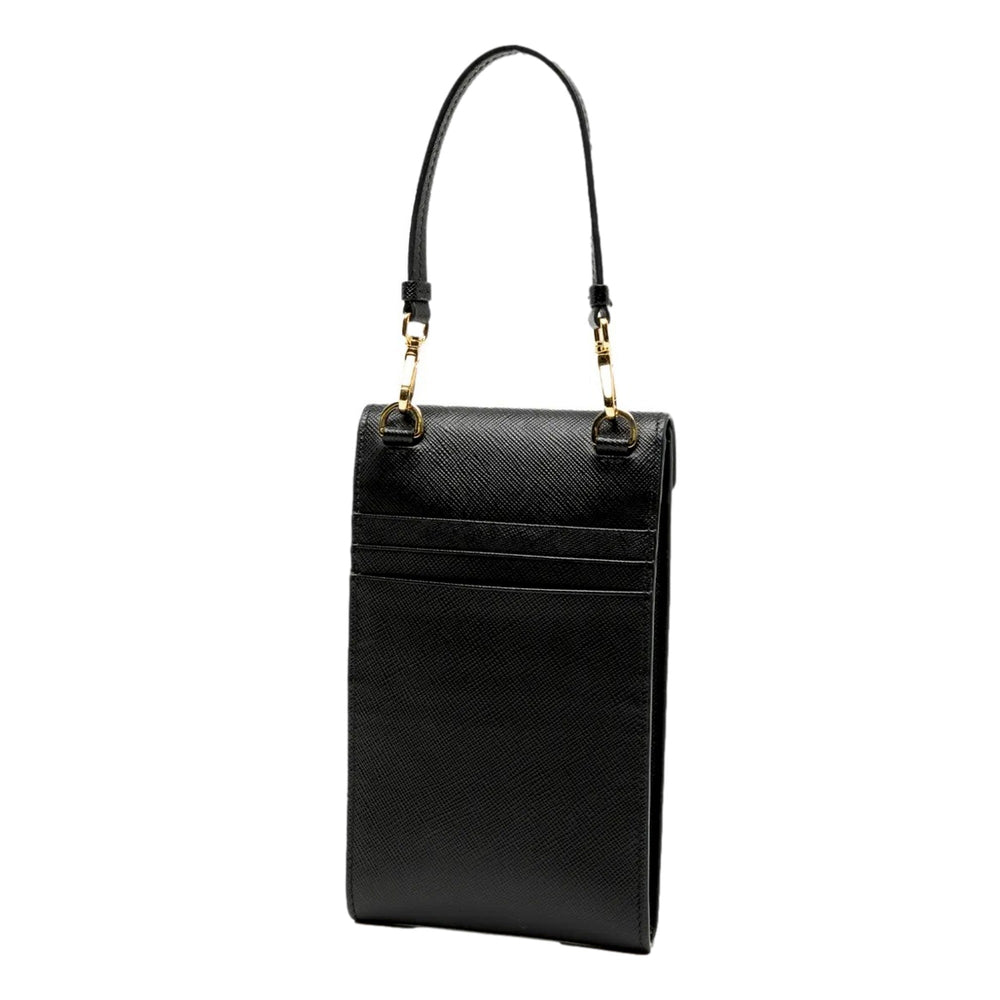 Prada Saffiano Lux Black Top Handle Chain Strap Mini Bag