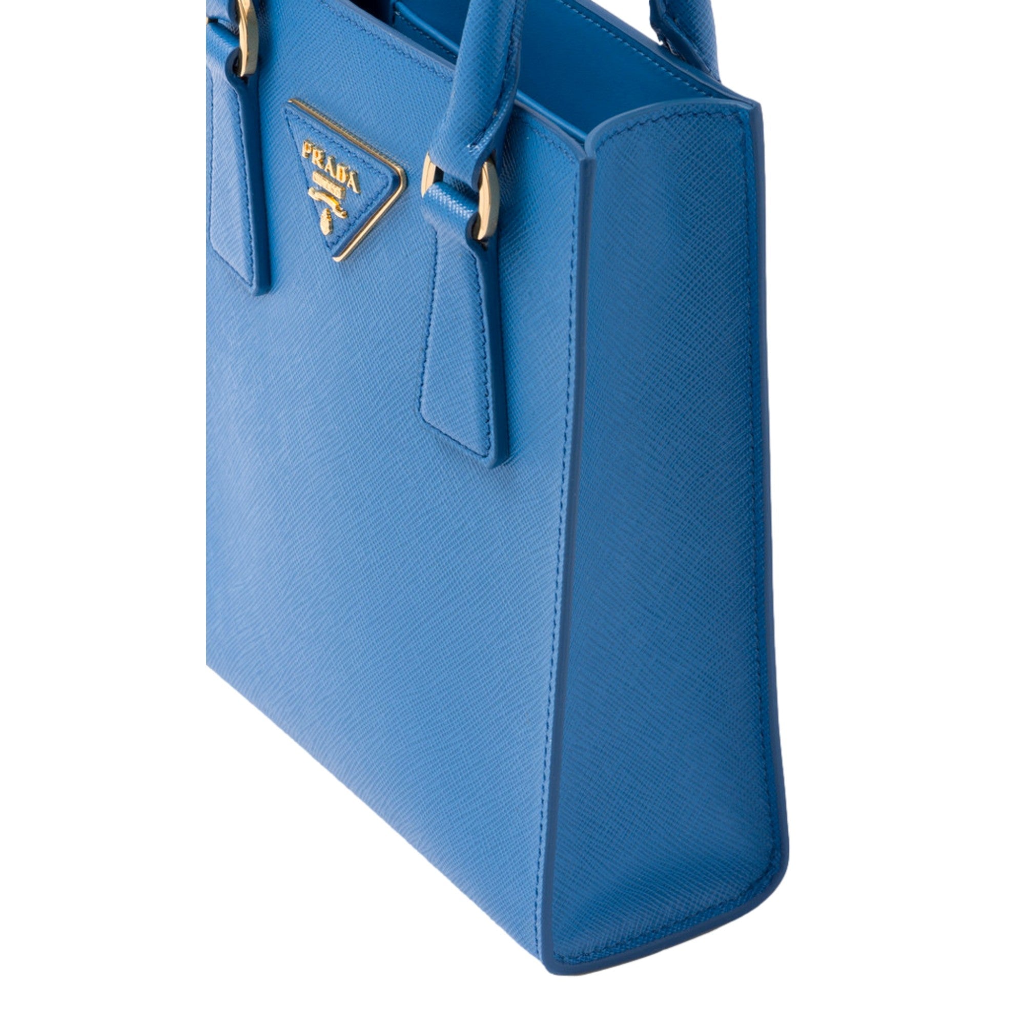 Prada Saffiano Leather Top Handle Mini Shopper Crossbody Bag in Blue