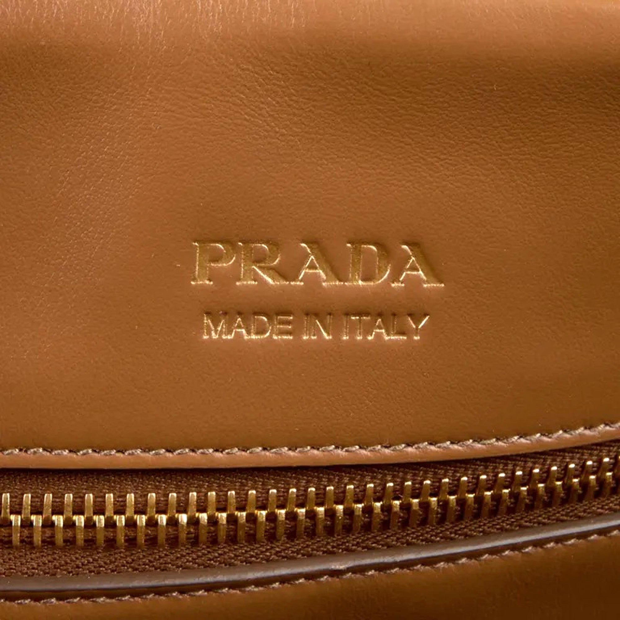 Prada Saffiano Soft Calfskin Top Handle Handbag Medium Caramel Brown