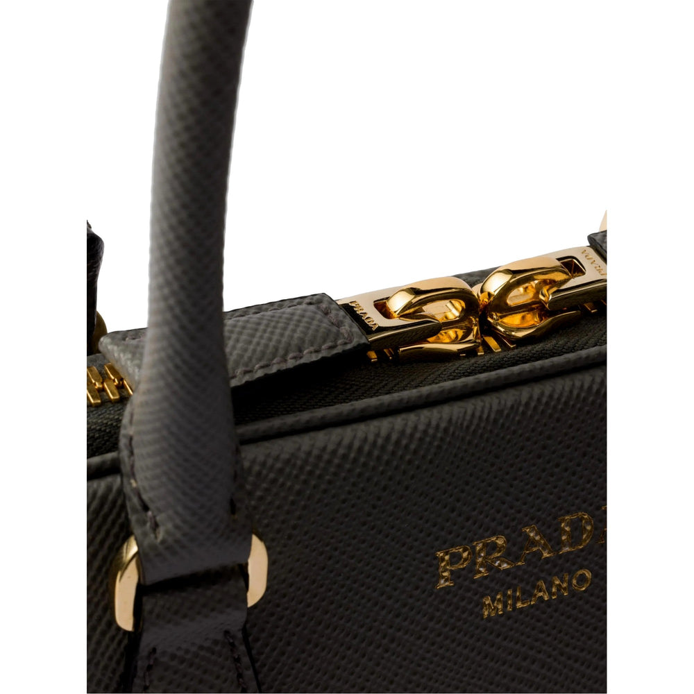 Prada Saffiano Soft Calfskin Top Handle Handbag Medium Marmo Gray