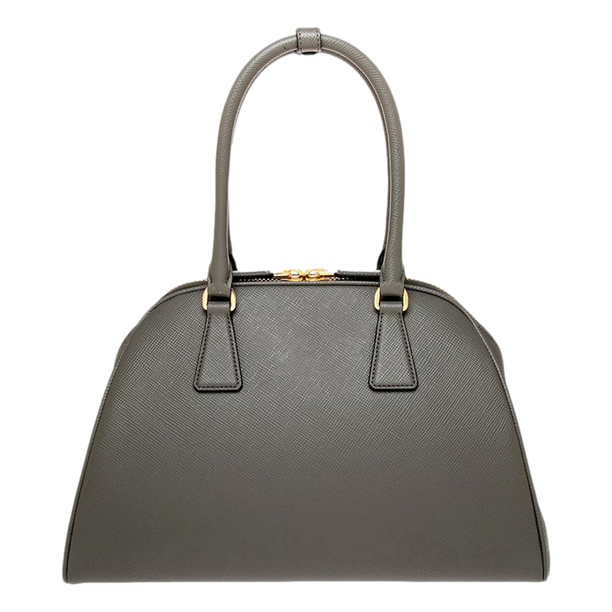 Prada Saffiano Soft Calfskin Top Handle Handbag Medium Marmo Gray