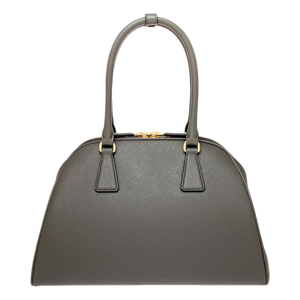 Prada Saffiano Soft Calfskin Top Handle Handbag Medium Marmo Gray