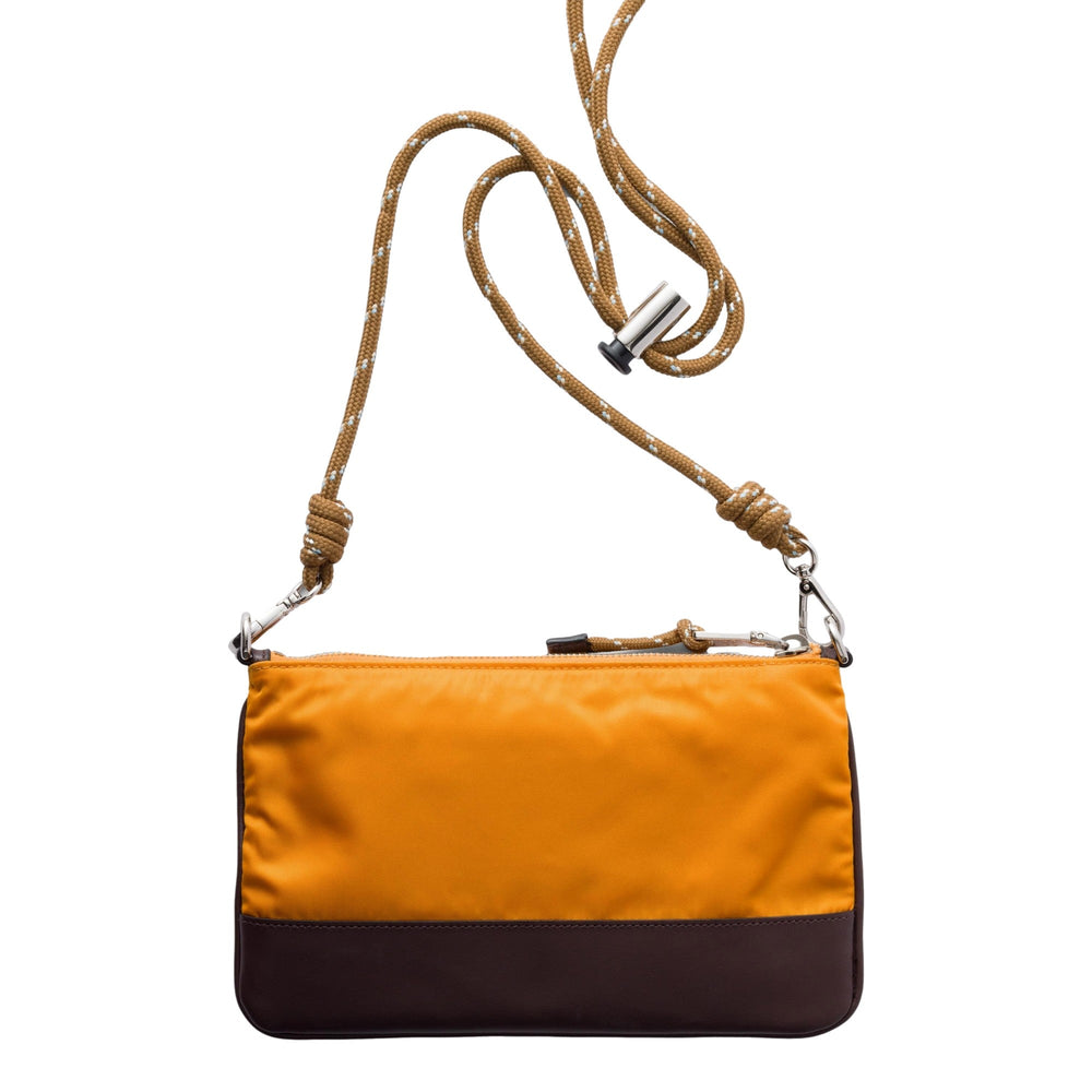 Prada Speedrock Re-Nylon Ambra Orange Nylon Leather Smartphone Holder Pouch Bag