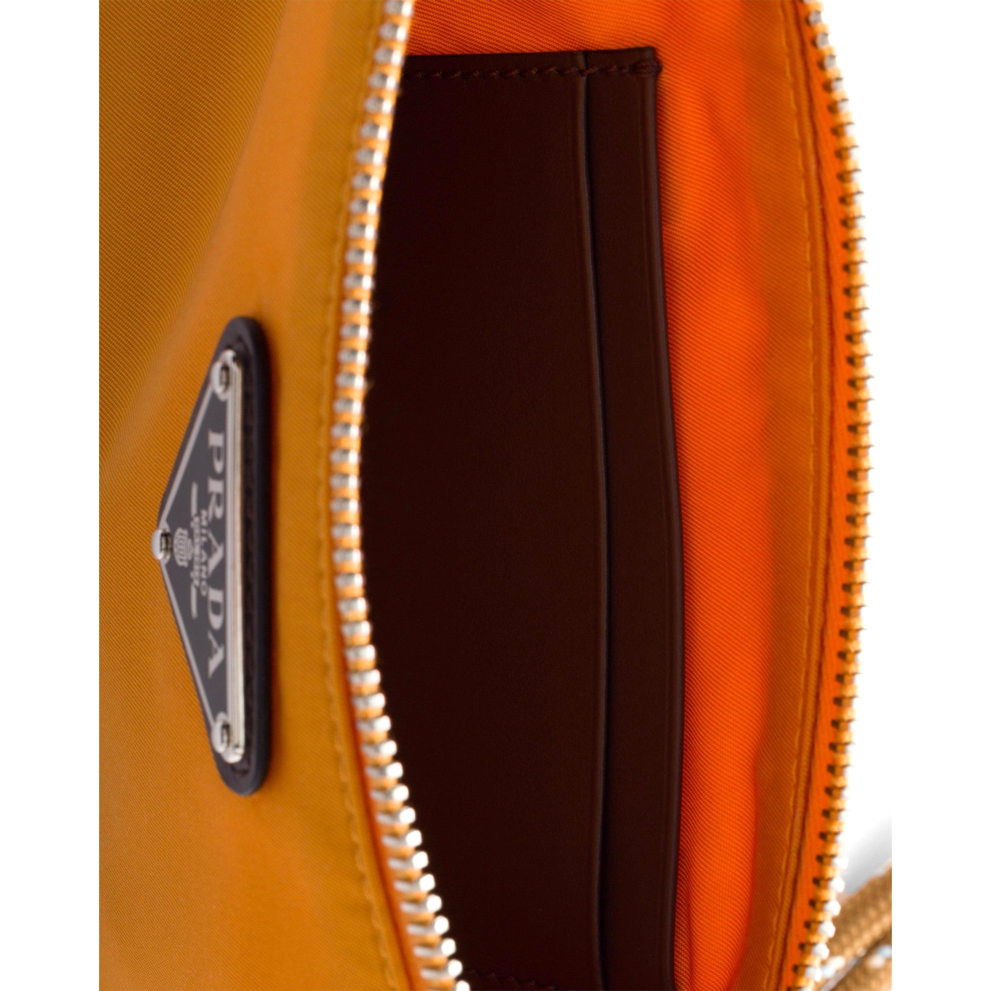 Prada Speedrock Re-Nylon Ambra Orange Nylon Leather Smartphone Holder Pouch Bag