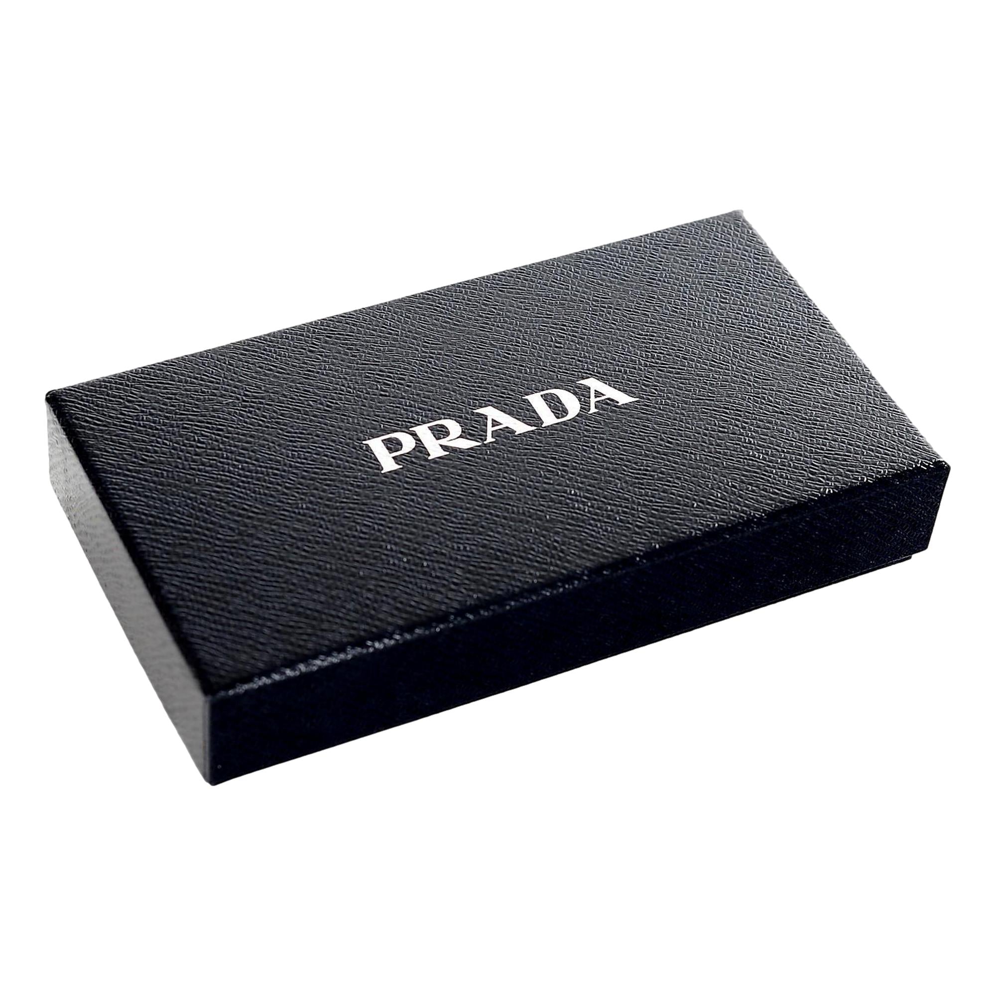 Prada Black Vitello Move Leather Chain Crossbody Wallet Clutch