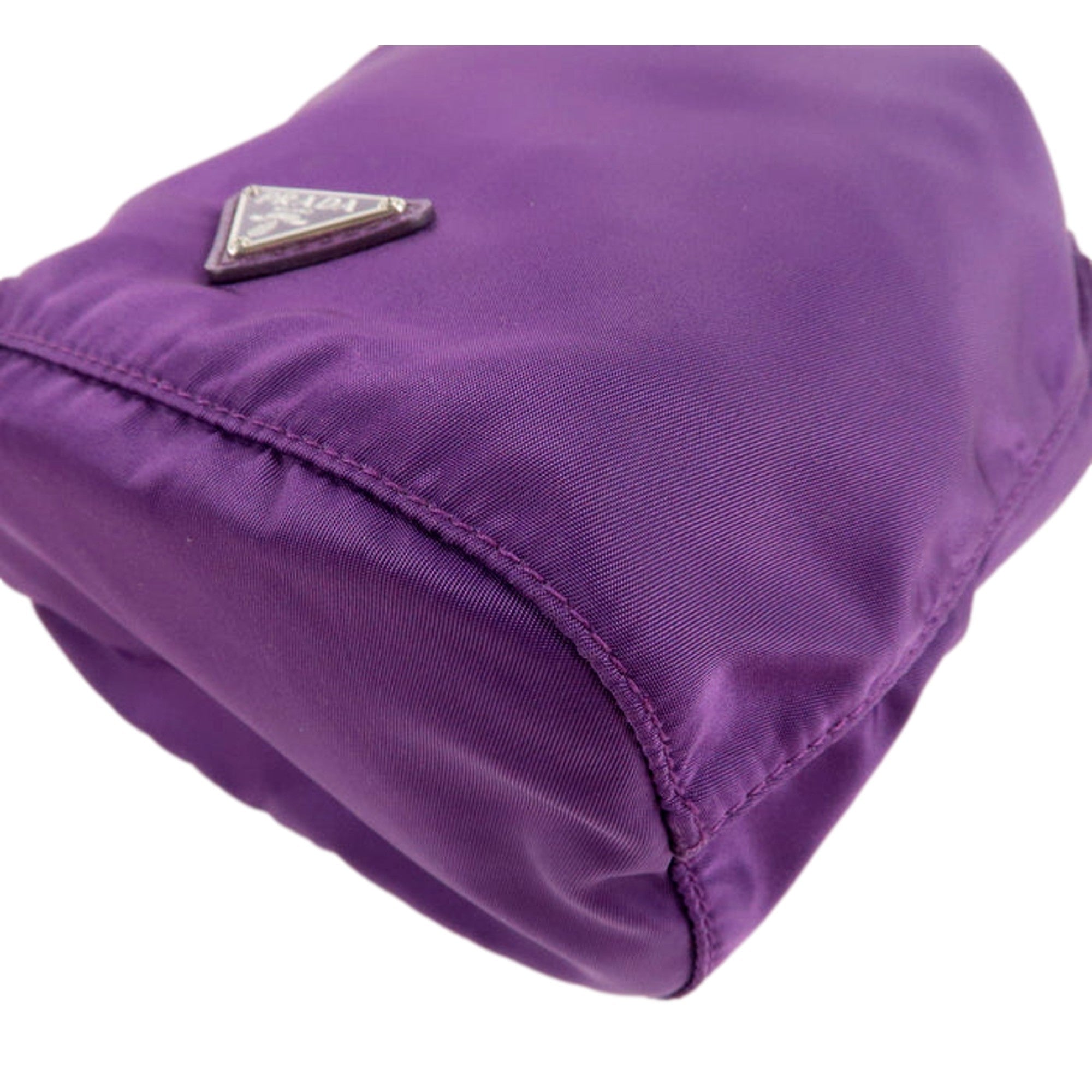 Prada UVA Purple Tessuto Nylon Triangle Logo Drawstring Bucket Bag