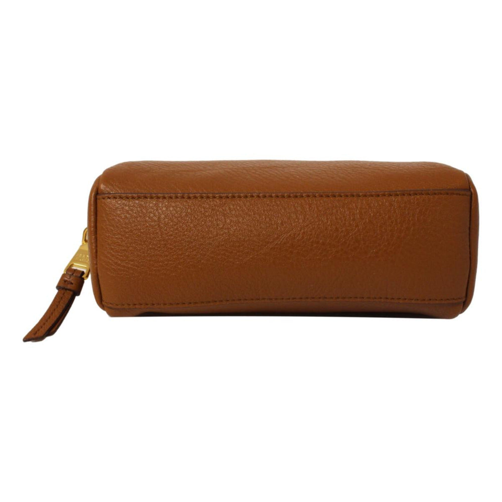 Prada Brown Leather Cosmetic Pouch Clutch Bag Vitello Daino