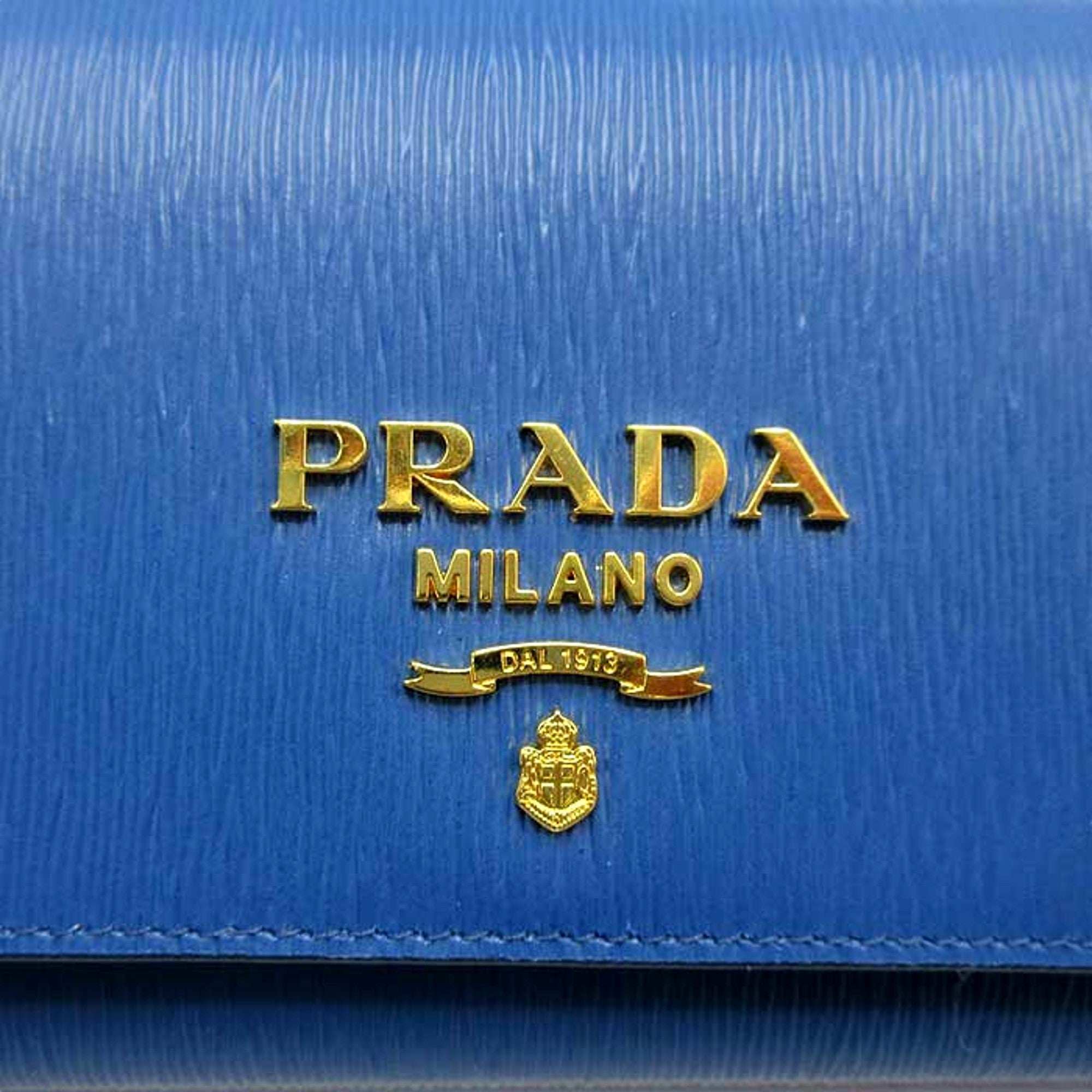 Prada Vitello Move Cobalto Blue Leather Chain Crossbody Wallet Clutch