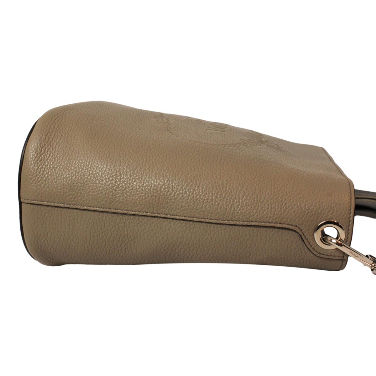 Prada Vitello Phenix Grey Leather Stripe Strap Bucket Bag Crossbody