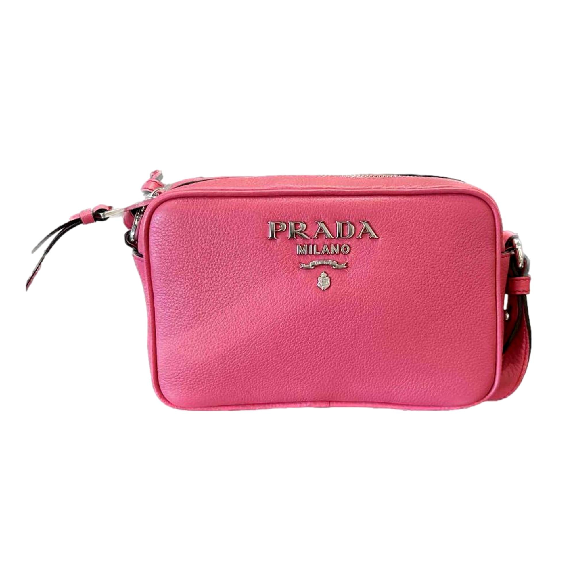 Prada Vitello Phenix Pink Leather Small Camera Crossbody Bag