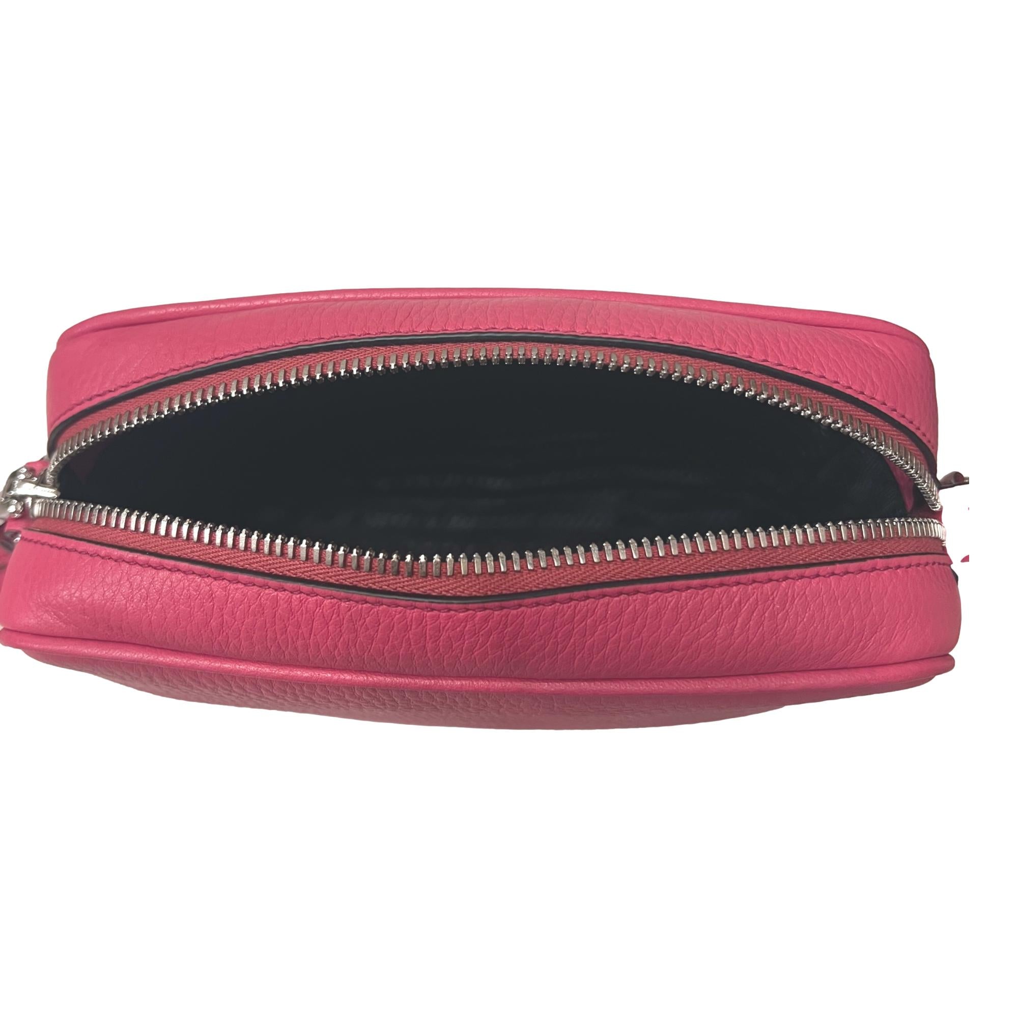 Prada Vitello Phenix Pink Leather Small Camera Crossbody Bag