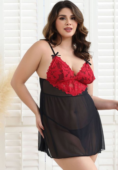 Women Plus Size Babydoll Lingerie Lace Chemise Mesh Sleepwear