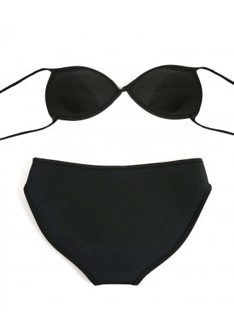 Plain Color Rubber and Neoprene Bikini Set