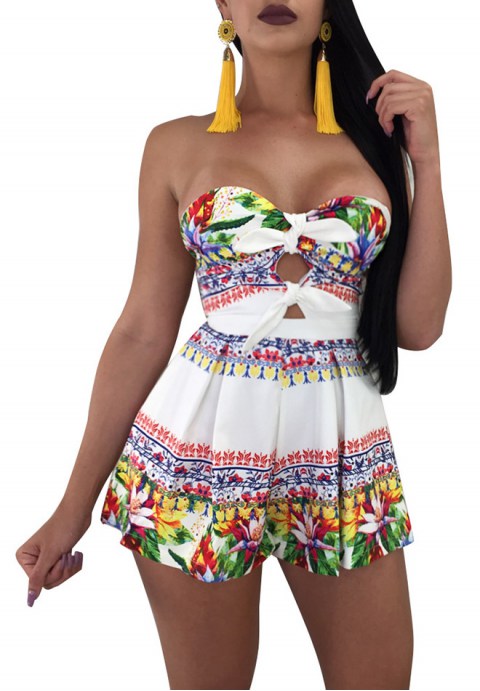 Women's Fashion Sweetheart Print Short Romper Playsuit Jumpsuit