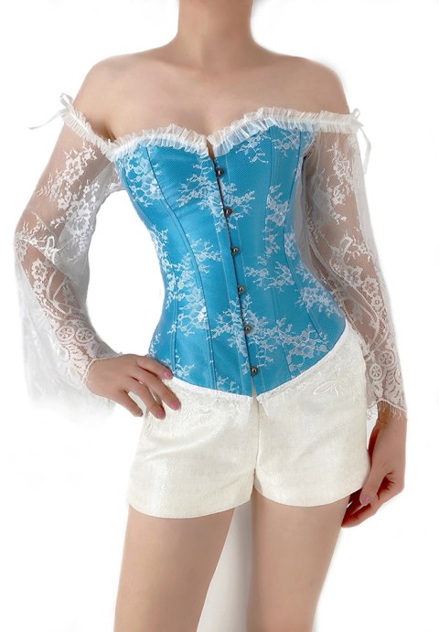 Long Sleeves Lace Up Bustier With Mini Tutu Skirt
