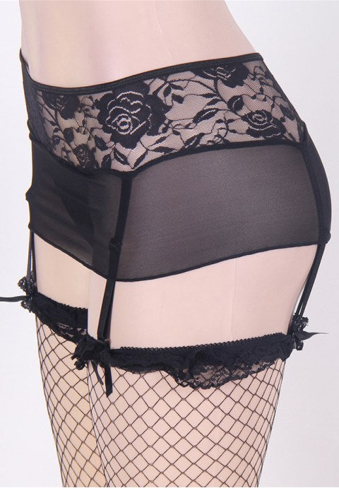 Plus Size Sexy Lace Mesh Garter Panty