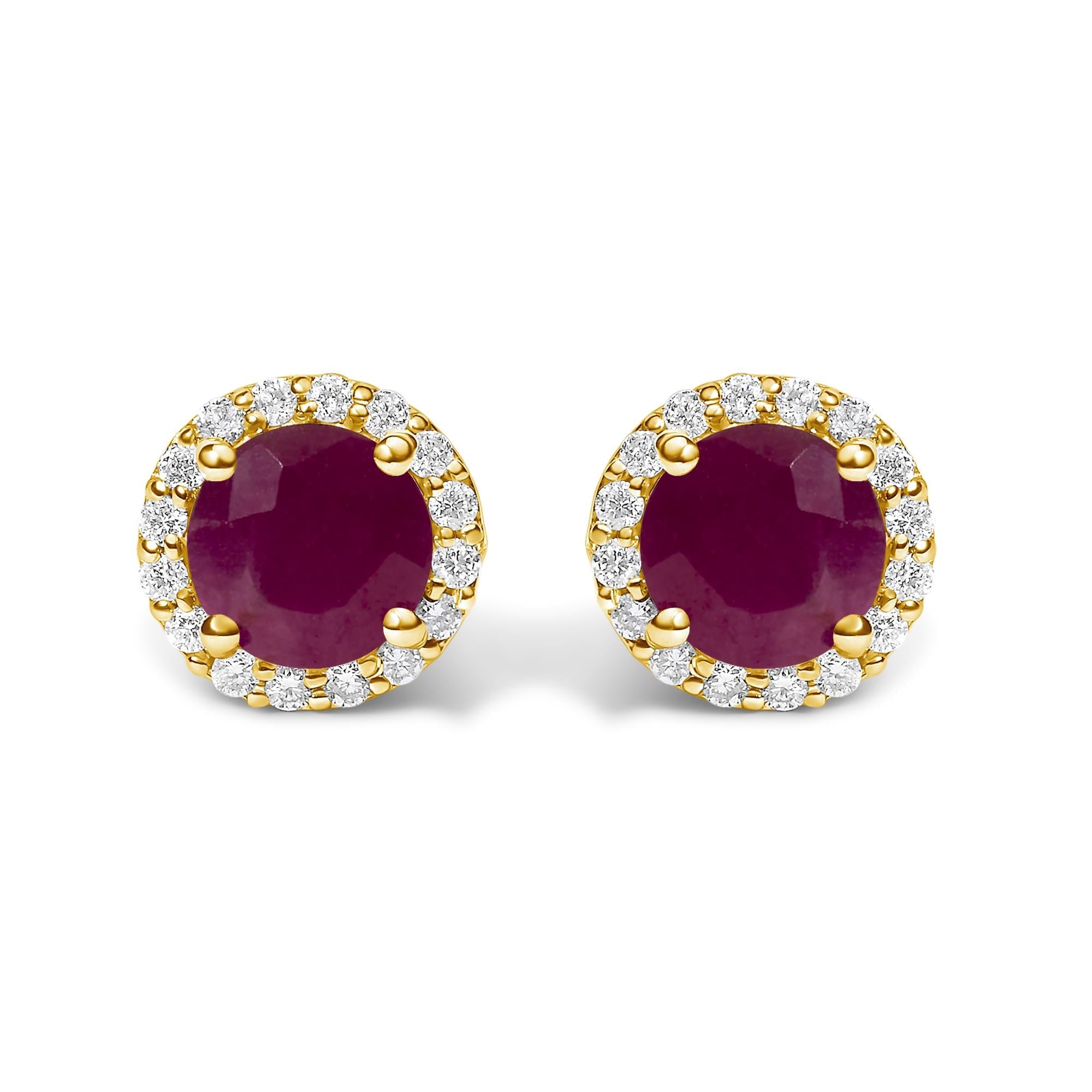 10K Gold Gemstone and 3/8 Cttw Diamond Halo Jewelry Set (Earrings, Pendant & Ring)