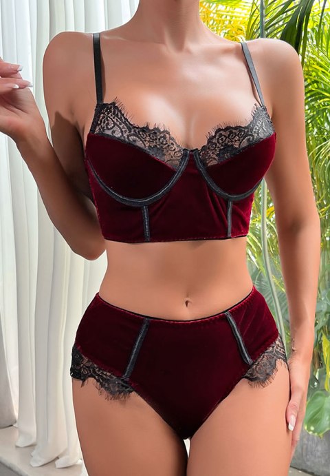 Waist Time Velvet Bra Set