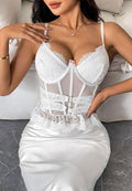 Charming White Bustier with Sheer Panels