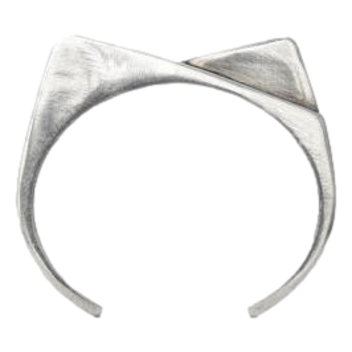 Saint Laurent 2 Pentes Oxidized Silver Cuff Bracelet
