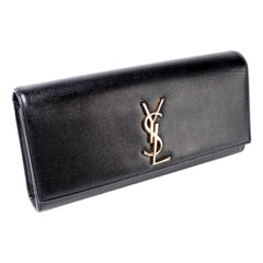 Saint Laurent Cassandre Black Leather Monogram Clutch