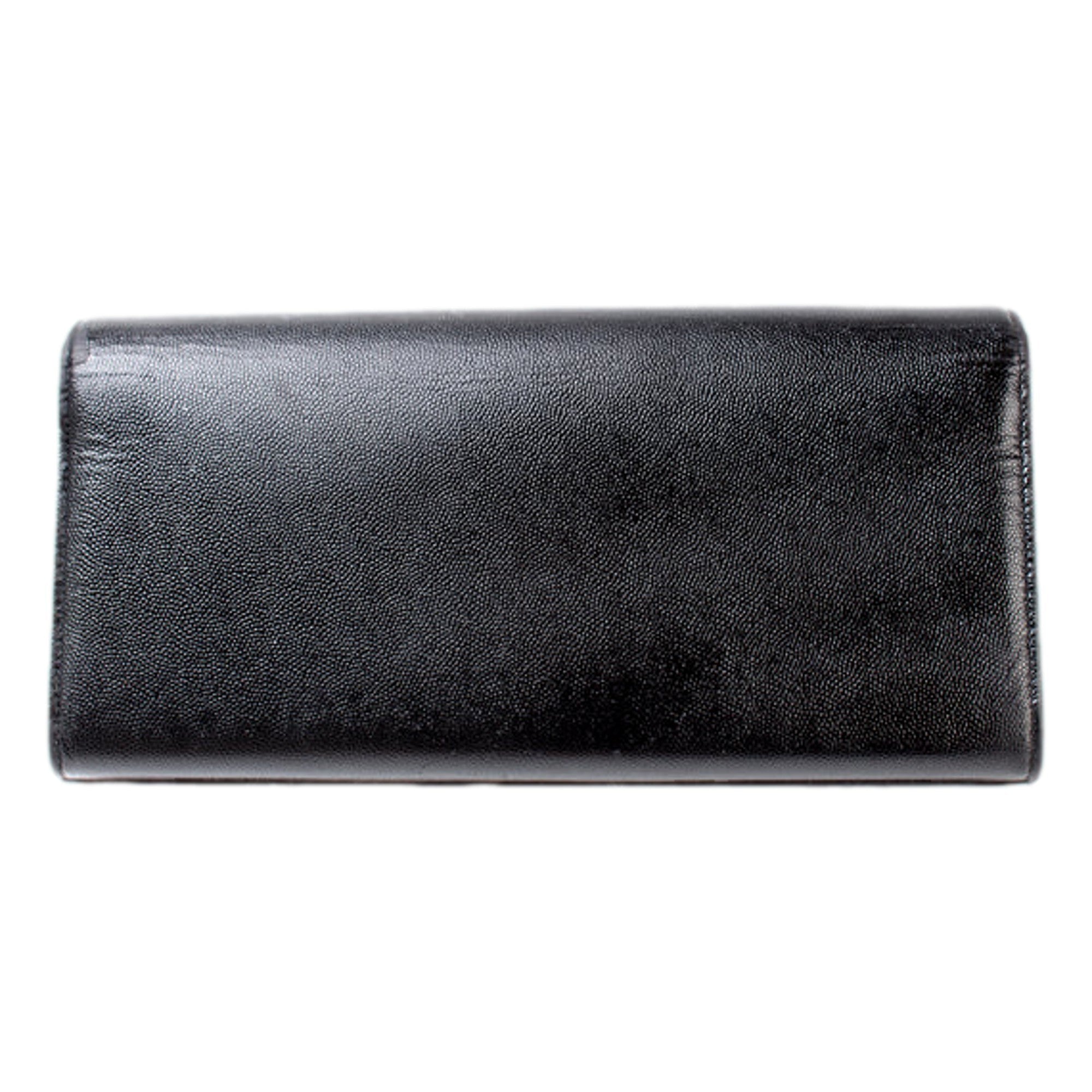 Saint Laurent Cassandre Black Leather Monogram Clutch