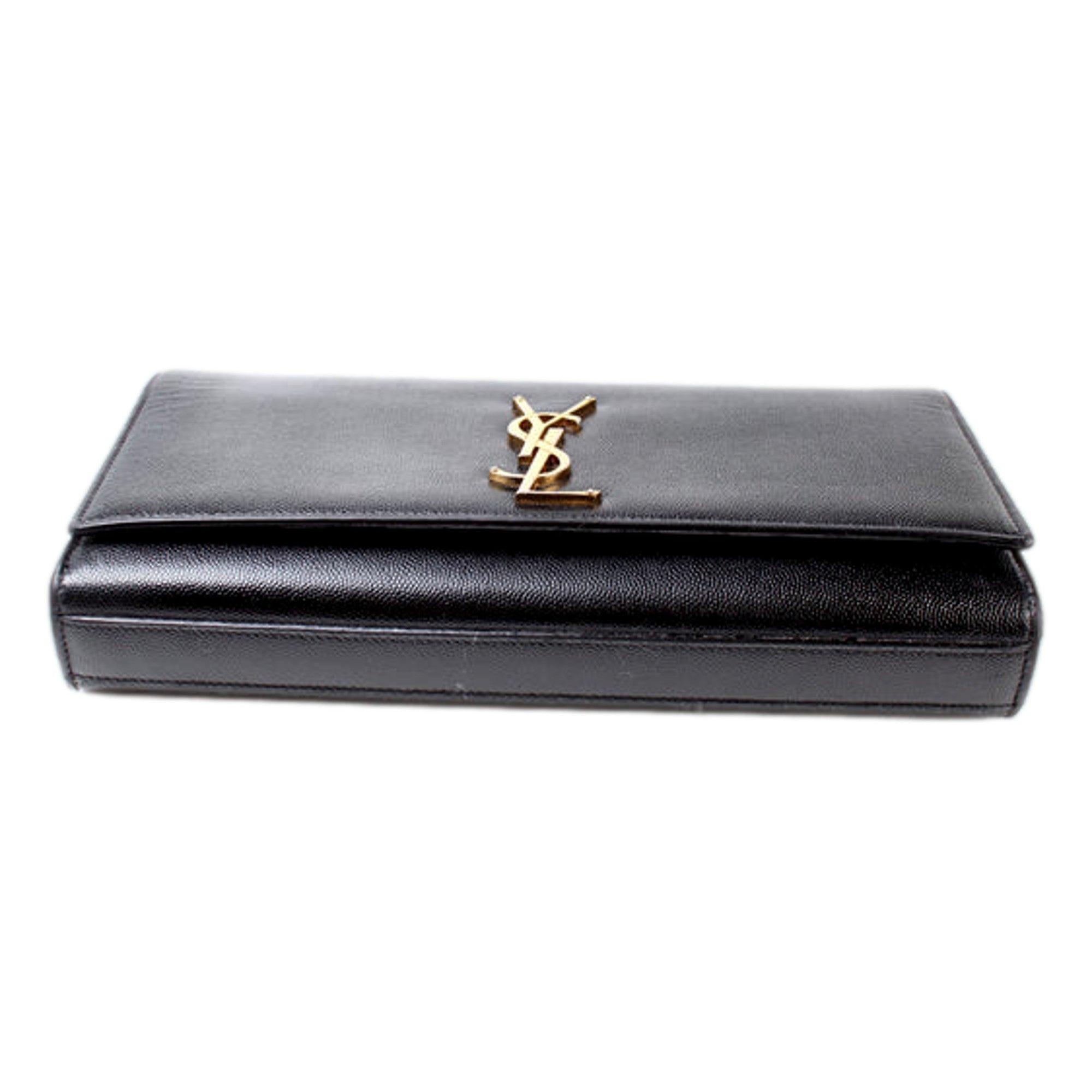 Saint Laurent Cassandre Black Leather Monogram Clutch