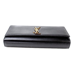 Saint Laurent Cassandre Black Leather Monogram Clutch