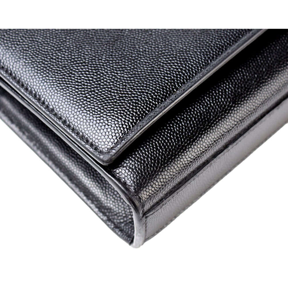 Saint Laurent Cassandre Black Leather Monogram Clutch