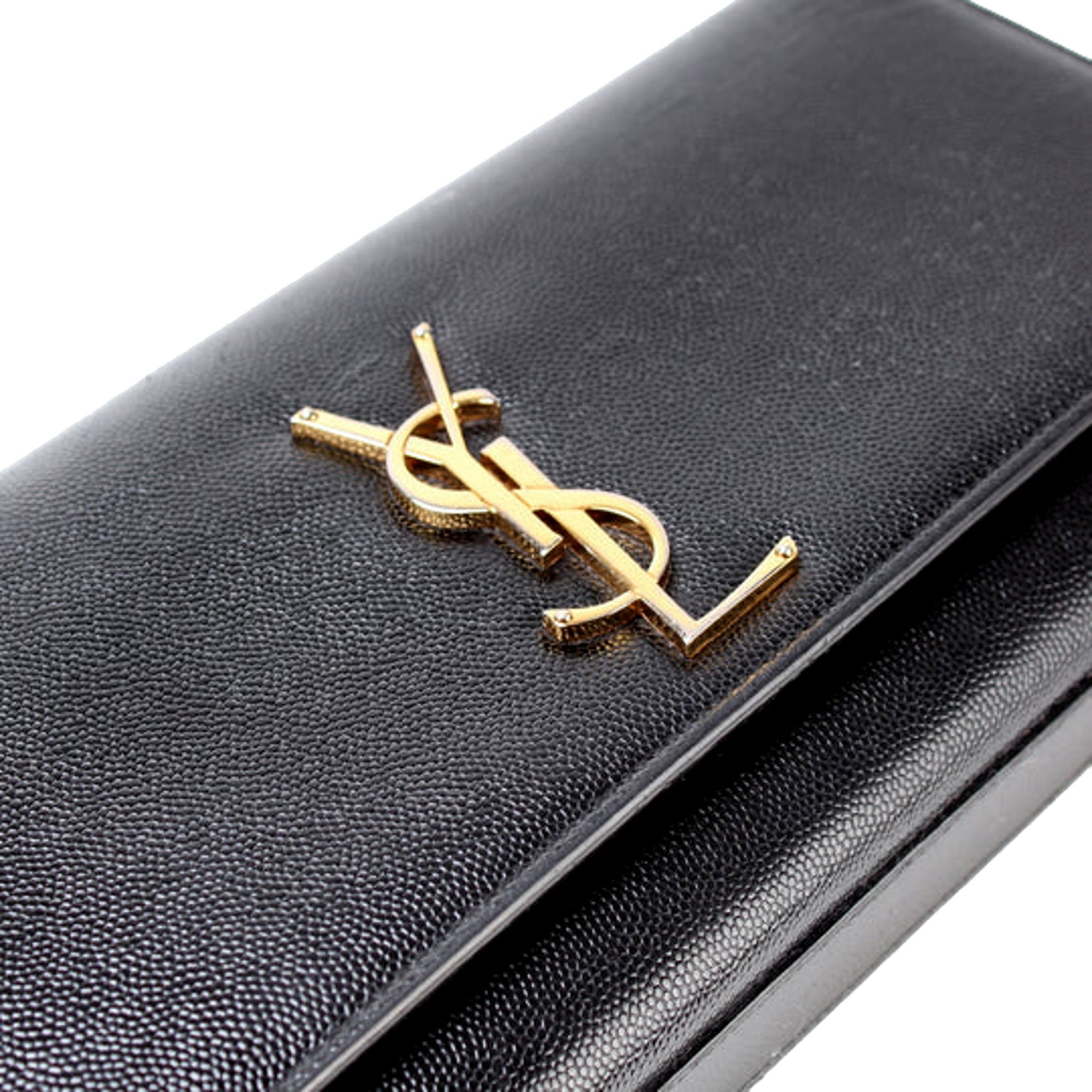 Saint Laurent Cassandre Black Leather Monogram Clutch