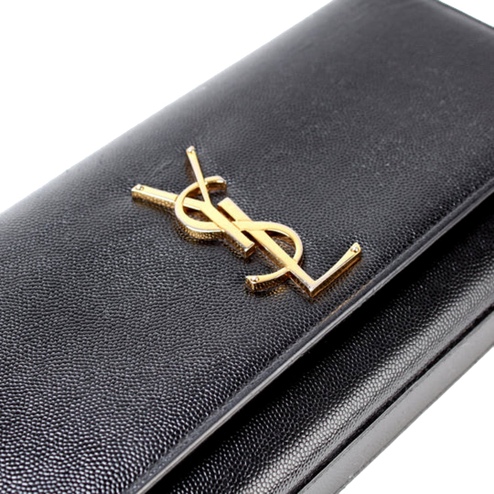 Saint Laurent Cassandre Black Leather Monogram Clutch