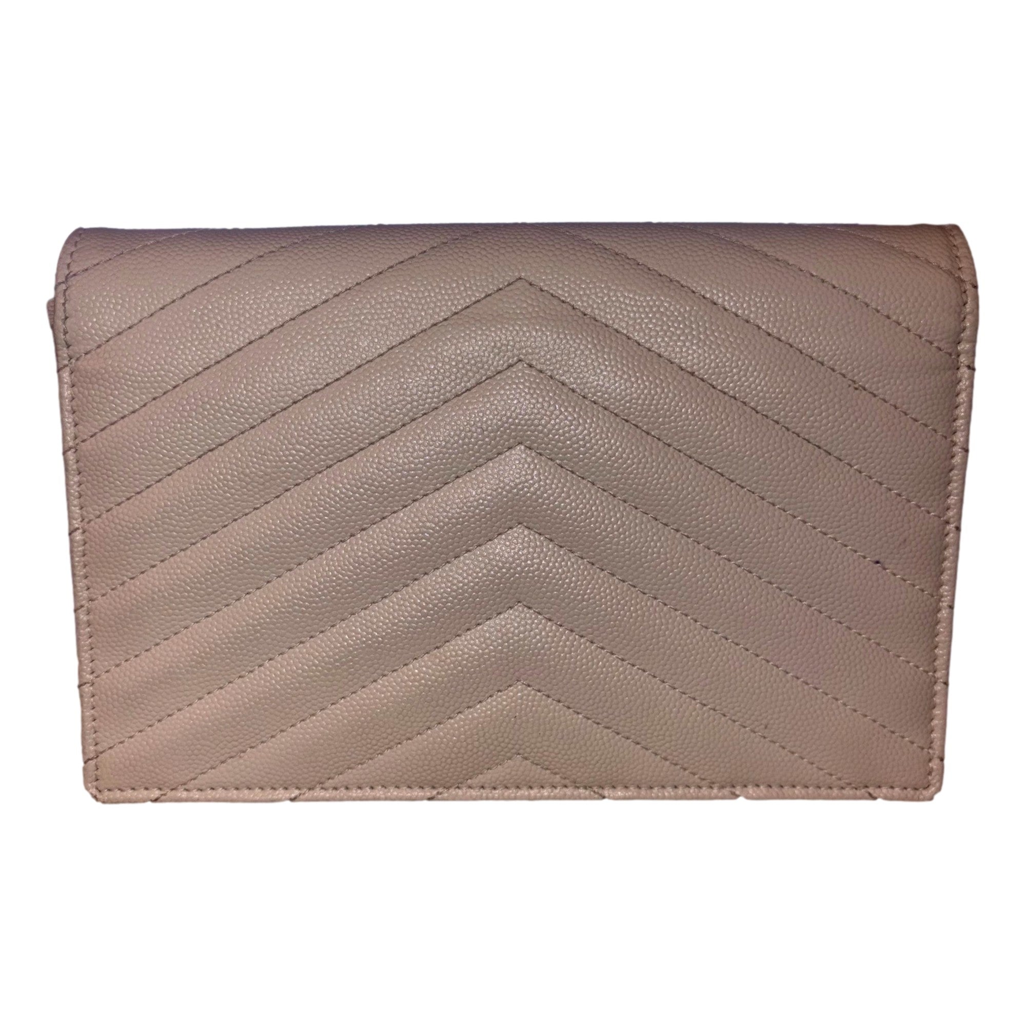 Saint Laurent Cassandre Envelope Chain Wallet Crossbody Bag in Crema White