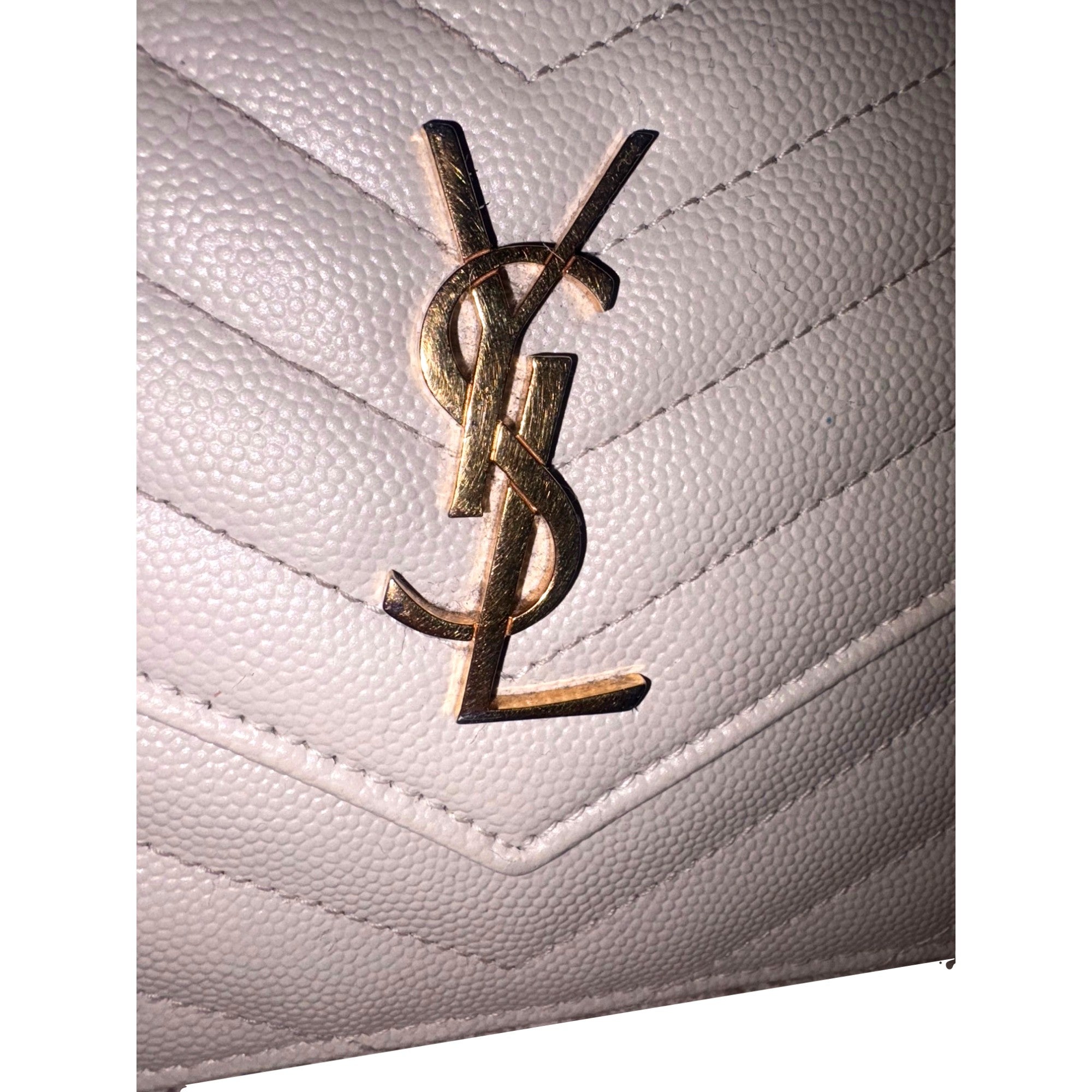 Saint Laurent Cassandre Envelope Chain Wallet Crossbody Bag in Crema White