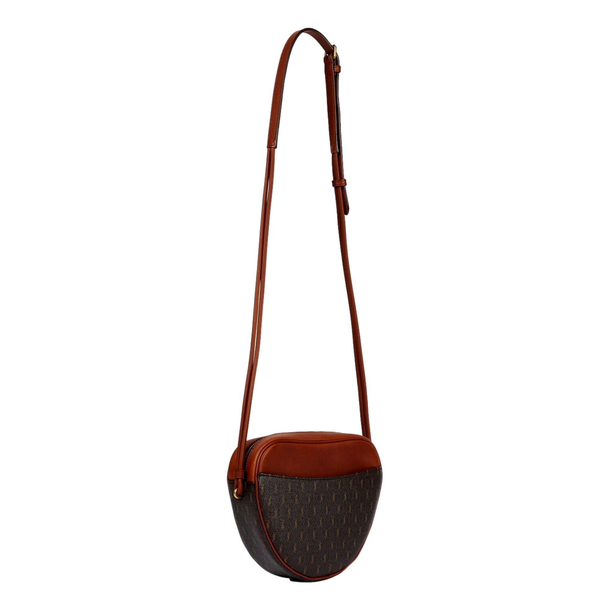 Saint Laurent Coeur Monogram Brown Canvas Leather Small Crossbody Bag