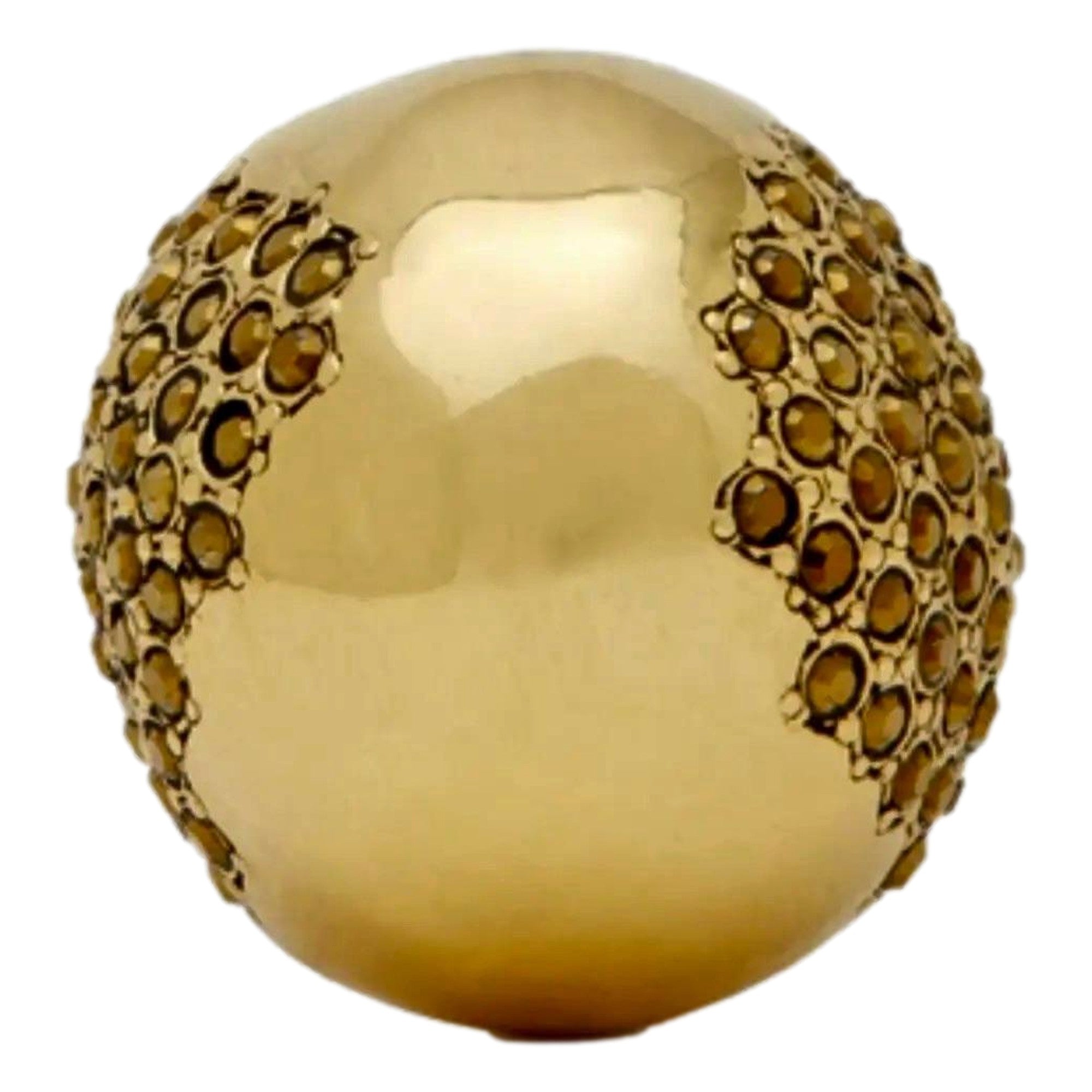 Saint Laurent Edge Egg Rhinestone Cluster Ring in Gold-Tone Metal Size 6