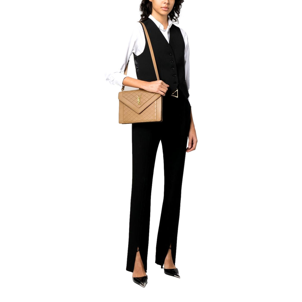 Saint Laurent Gaby Quilted Lambskin Shoulder Bag Beige